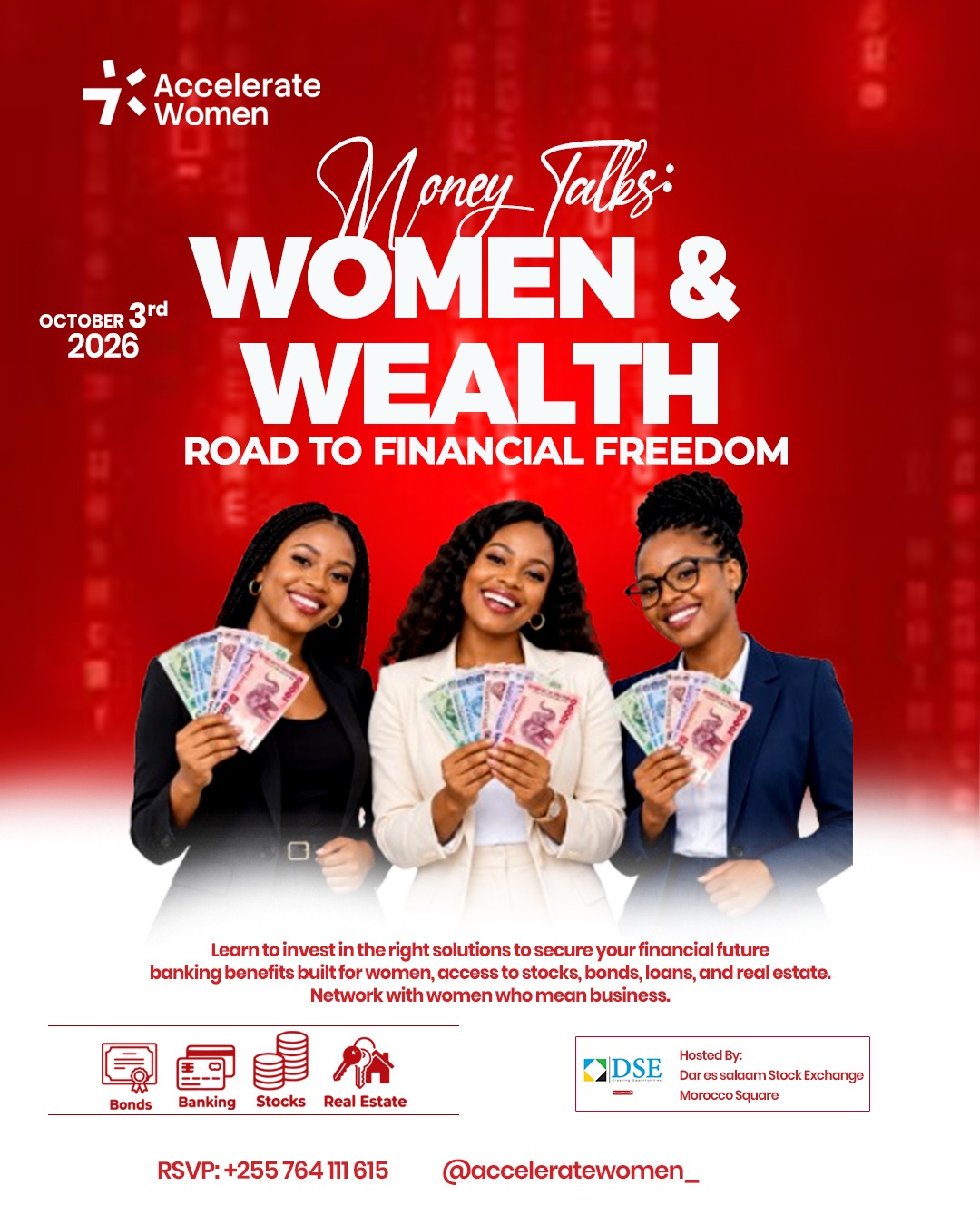 Money Talks: Women & Wealth, Road to Financial Freedom, October 3rd 2026 event flyer